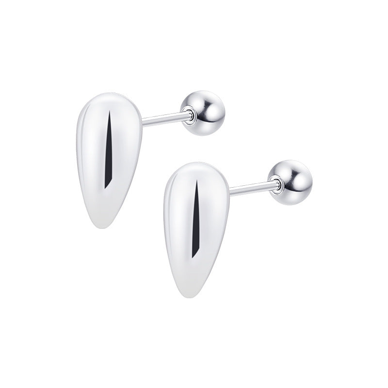 Women's Simple Personality Stylish Water Drop Titanium Steel Ear Stainless Rings