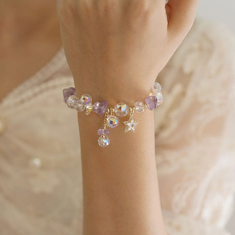 Women's Natural Amethyst Beaded For Mild Luxury Retro Bracelet