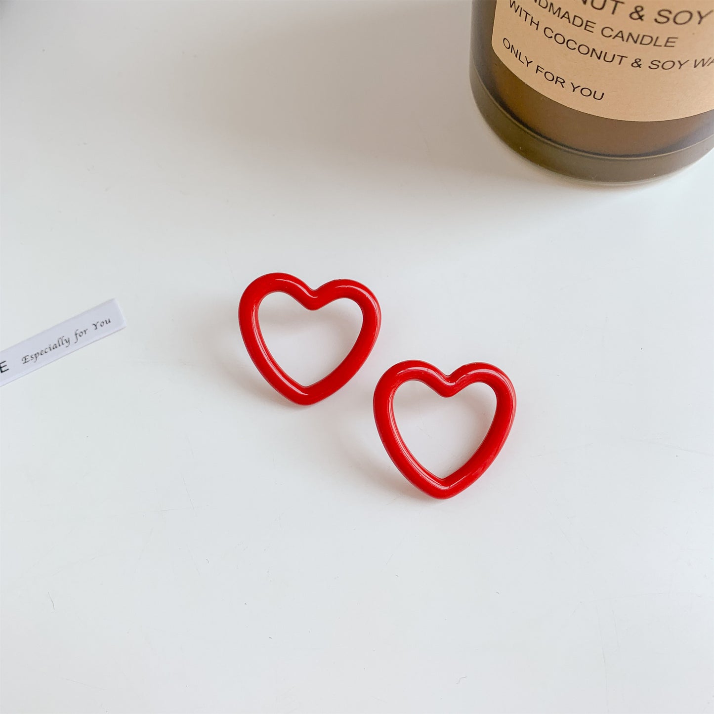 Love Heart Female Sweet Style Minimalist Design Earrings