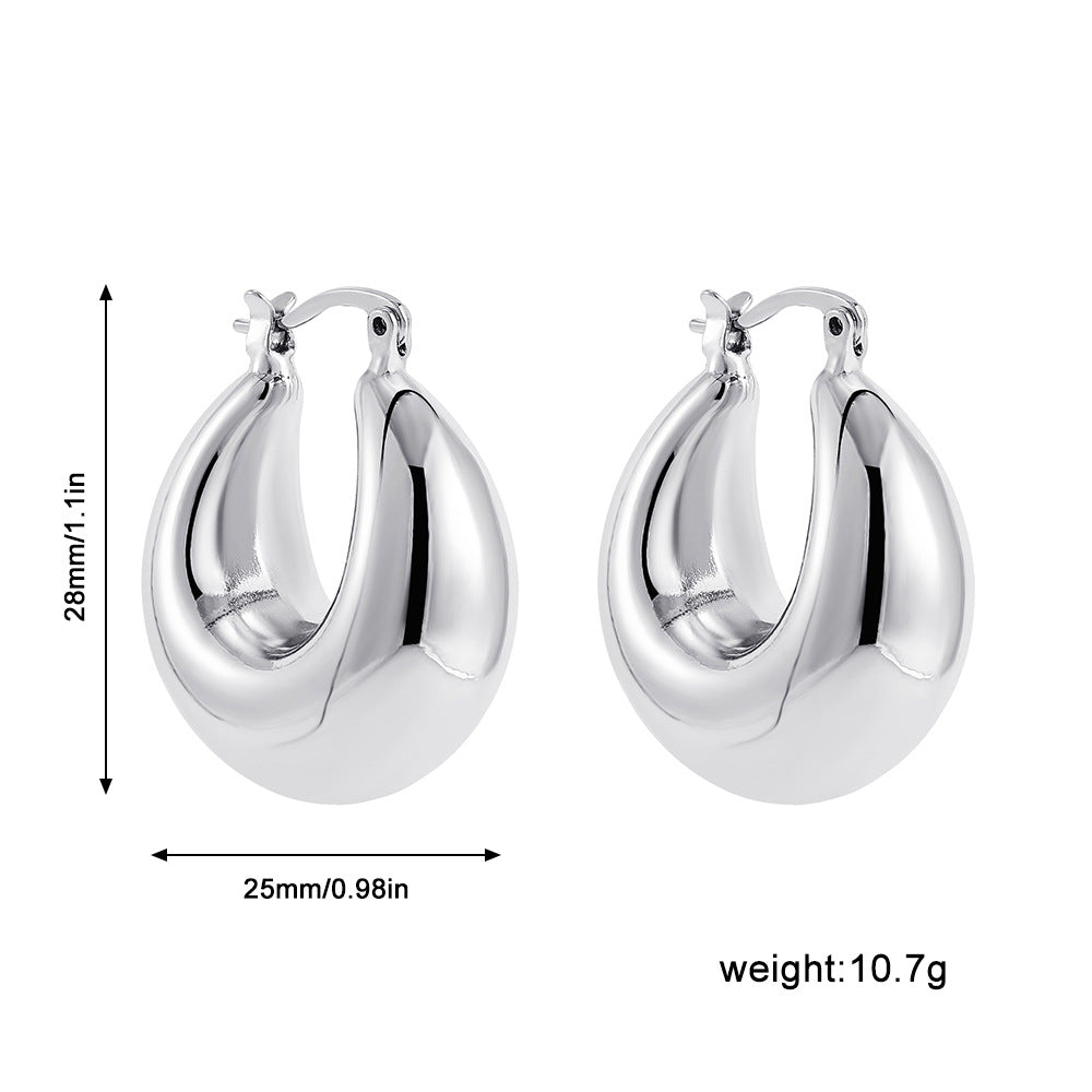 Steel Golden Smooth Hollow Simplicity Exaggeration Earrings