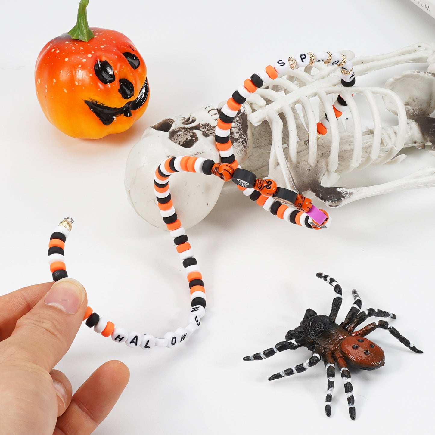 Halloween Polymer Clay Letter Beaded Party Bracelets