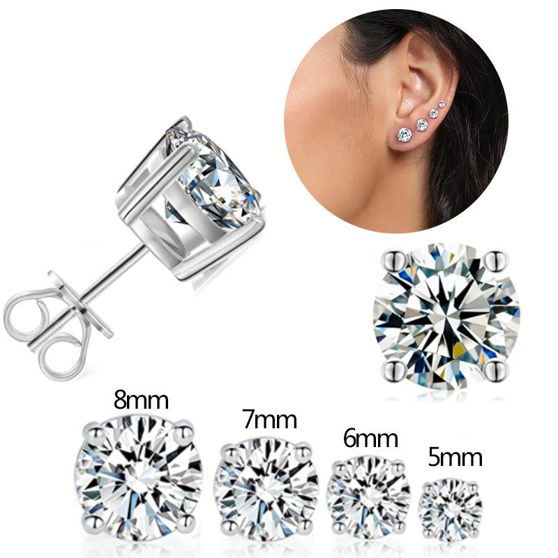 Women's & Men's Single Diamond Kind Of White Fungus Bone Nail Stud Earrings