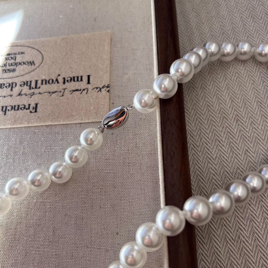 Sier Australian White Cold Light Pearl Sweater Chain Clavicle Necklaces