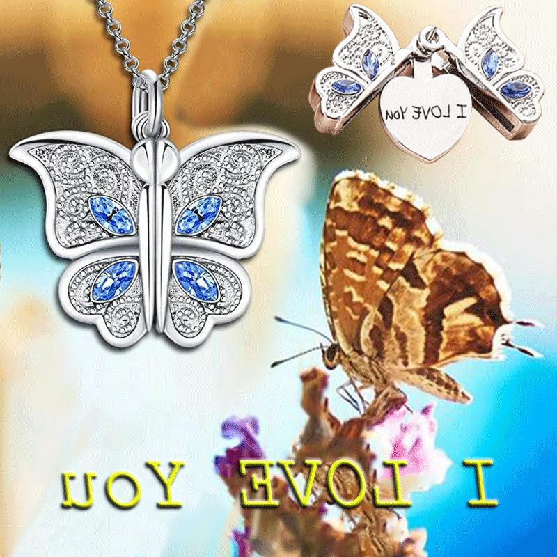 Women's Butterfly Heart Shape Album Box Necklace