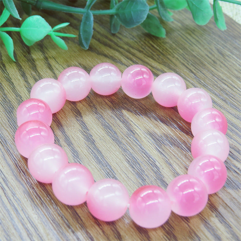 Transparent Pink White Jade Pliable Temperament Bracelets