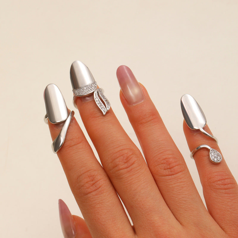 Geometric Trend Open Nail Female Design Exquisite Refined Ring