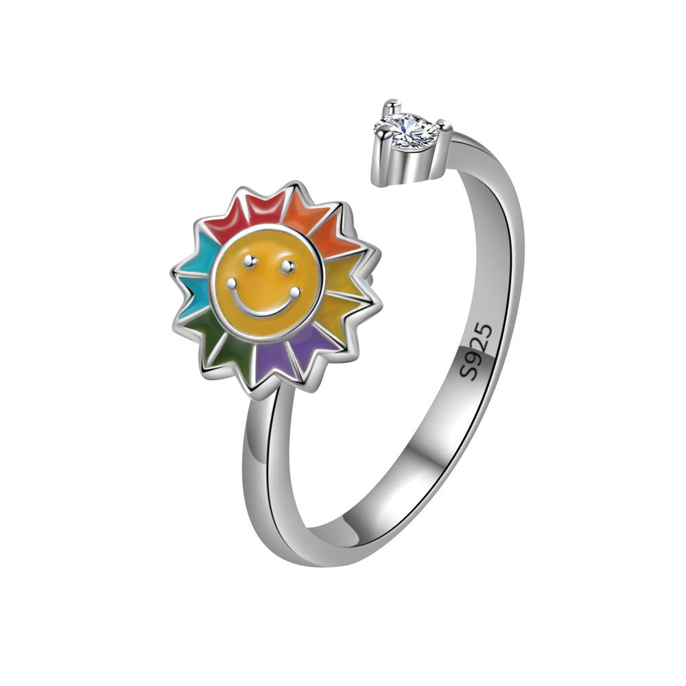 Fashion Special Interest Light Luxury Sunflower Spinning Personalized Ring