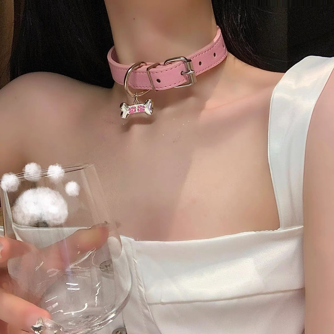 Black White Dog Bone Hot Sweet Cool Neck Collar