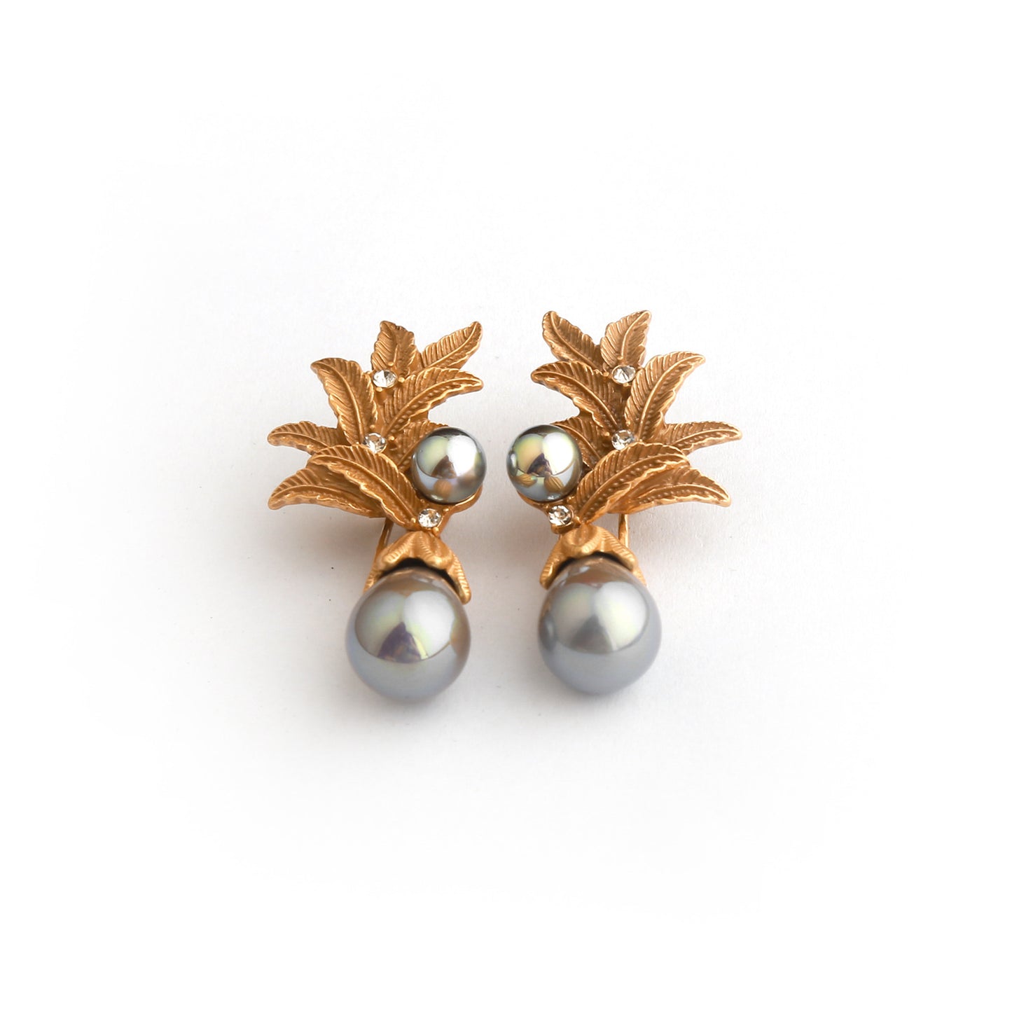 Real Gold Gaanized Enamel Diamond Retro Earrings