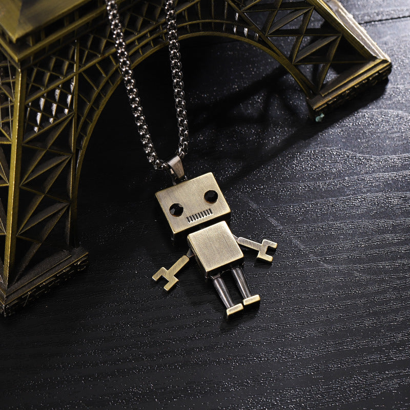 Women's & Men's Hipster Hip Hop Robot Couple Chain Disco Jumping Necklaces