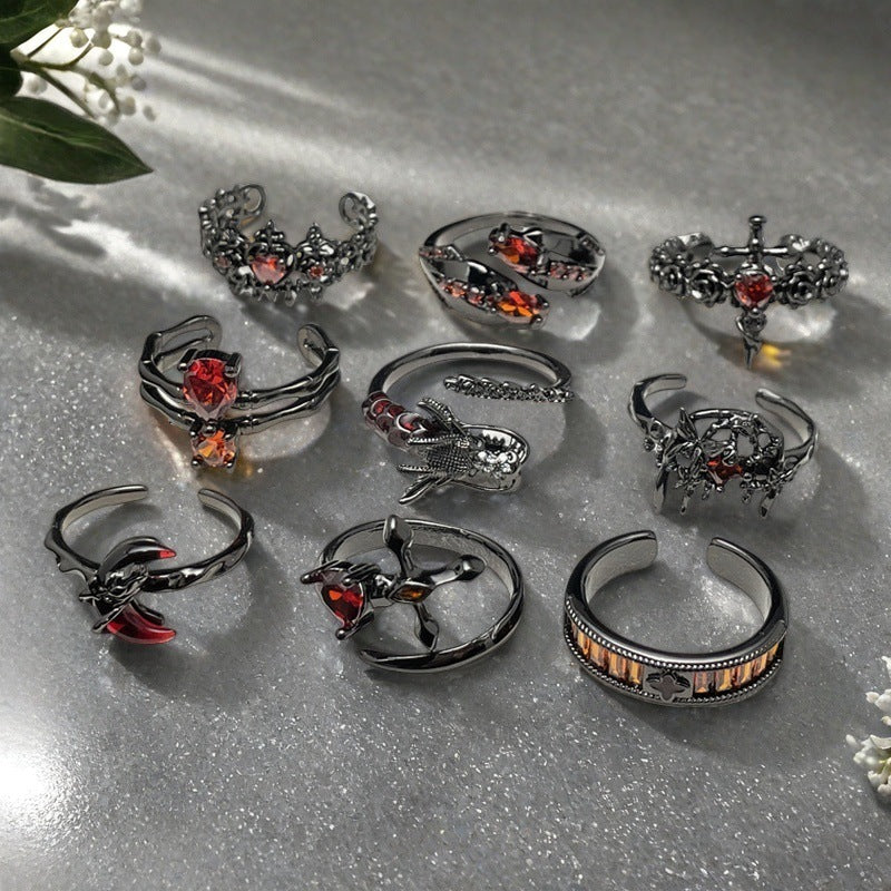Personalized Red Diamond Open Hot Twin Design Light Rings
