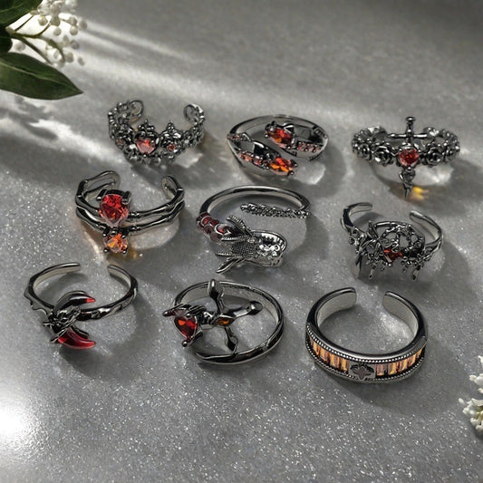 Personalized Red Diamond Open Hot Twin Design Light Rings