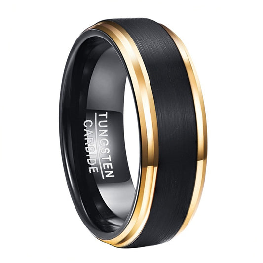 Men's Vacuum Plating Black Face Gold Side Rings