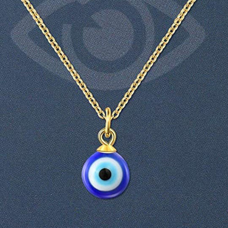Round Beads Glass Ball Blue Eyes Devil Necklace