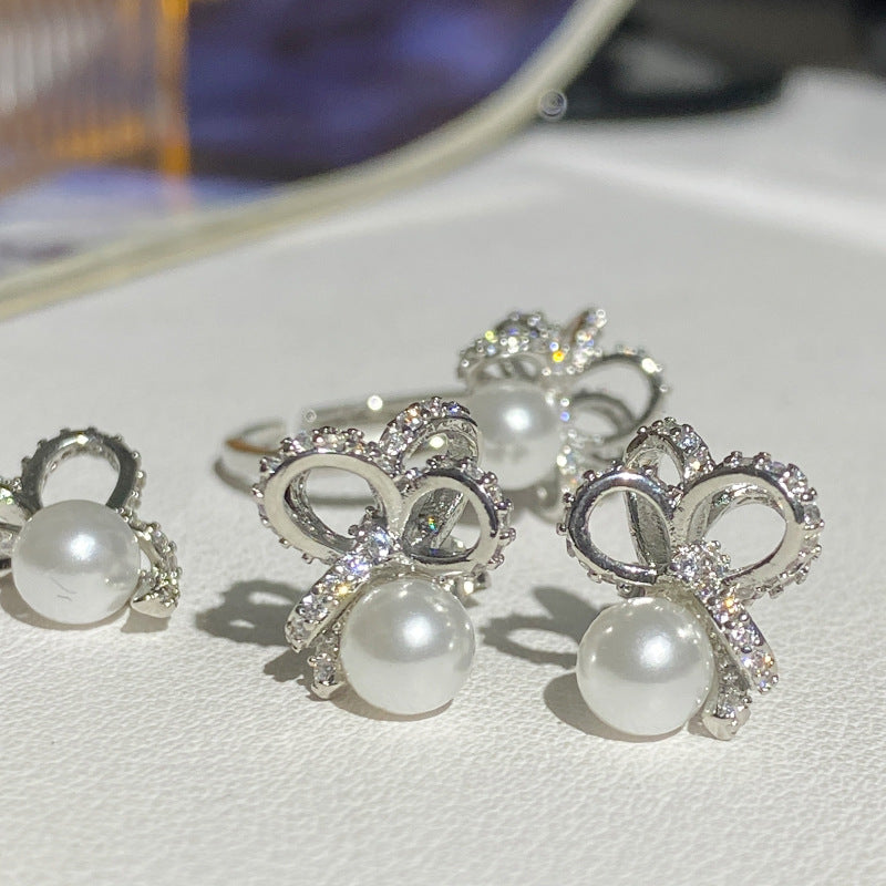 Home French Suit Shell Pearls Freshwater Ear Jewelry Set