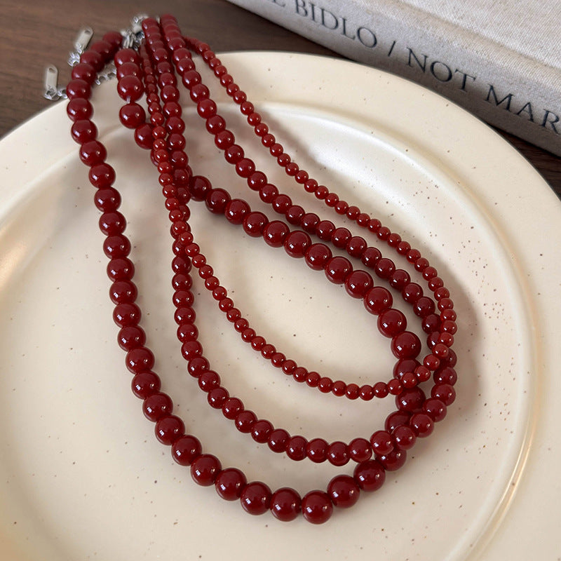 Red Beaded High Sense Temperament Clavicle Necklaces