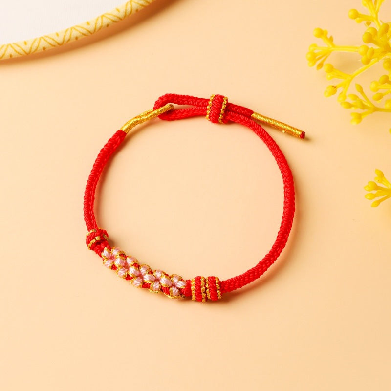 Children's Colorful Braided Rope Wrist String Safe Red Bracelet