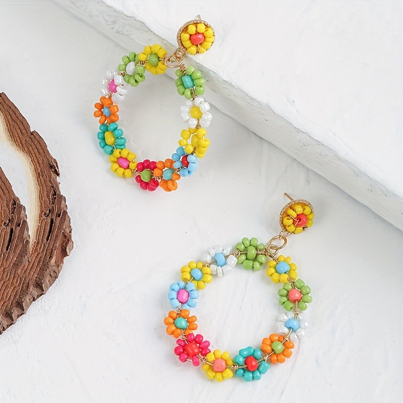 Geometric Bohemian Summer Flower Color Dopamine Earrings