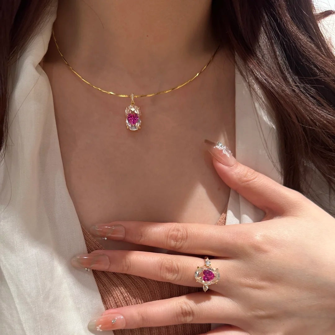 Big Diamond Pigeon Blood Red Paired For Jewelry Set