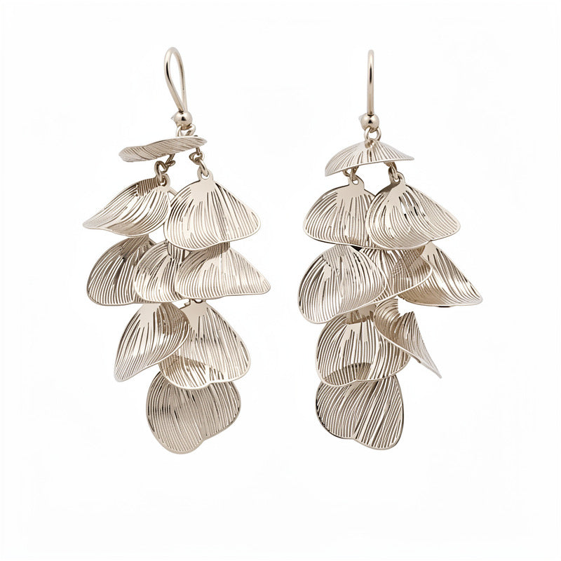 Women's Petals Hollow Tassel Exaggerated Personalized Light Luxury High-grade Earrings
