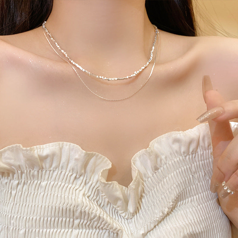 Women's Cold Style Broken Sier High-grade Simple Twin Necklaces