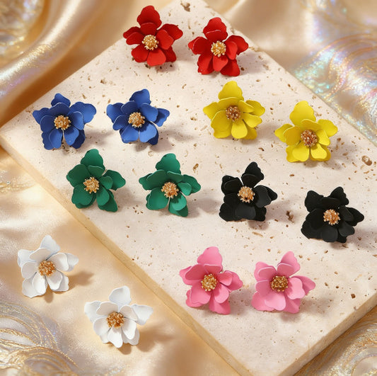 Morandi Three-dimensional Petals Ear Gentle Atmosphere Earrings