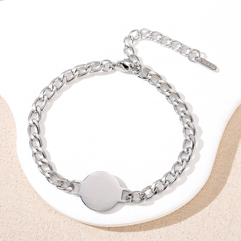 Blank No Words Material Stainless Steel Cuban Link Chain Laser Bracelet