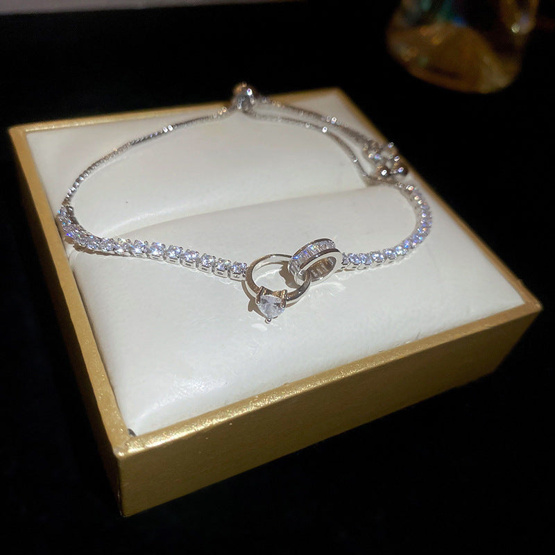 Women's Korean Geometric Round Zircon Light Luxury High-grade Stylish Simple Bracelets