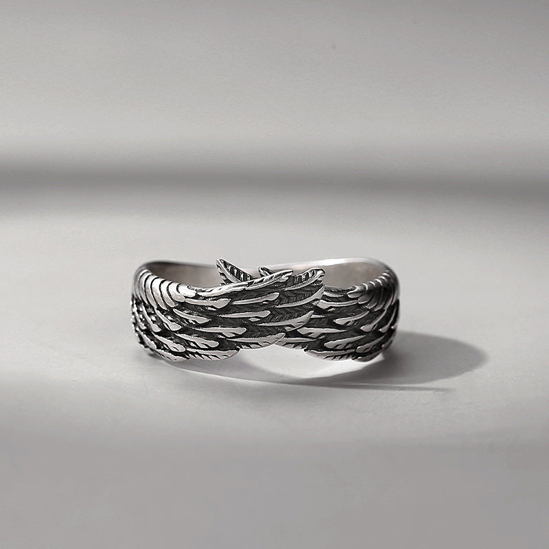 Men's Angel's Wings Fashion Retro Trend Feather Ring