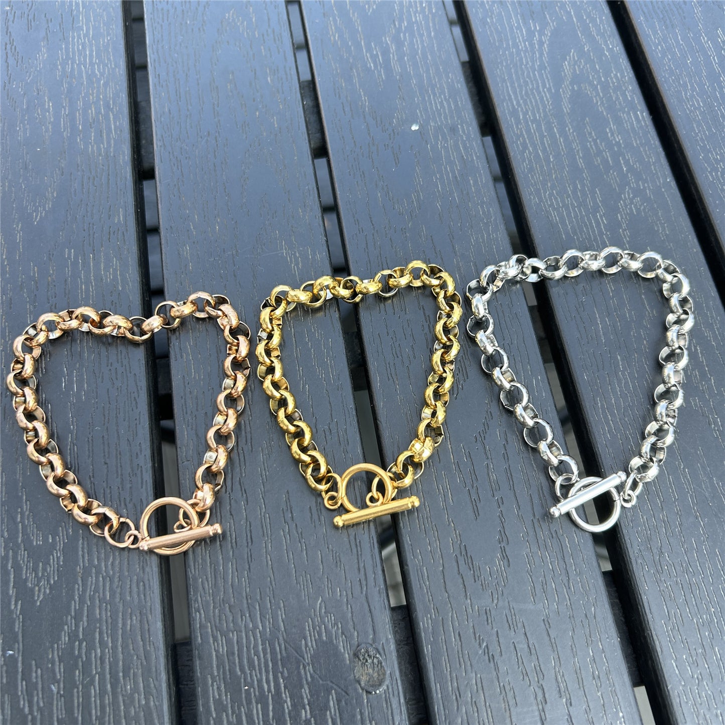 Exquisite Rose Gold Titanium Steel Simple O-shaped Chain Bracelet
