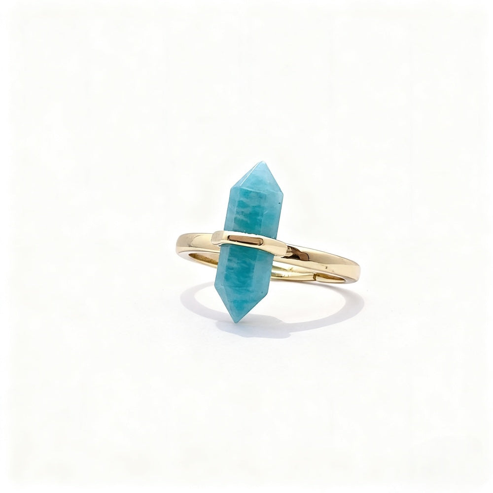 Women's Crystal Column High-grade Double-pointed Hexagonal Prism Ring
