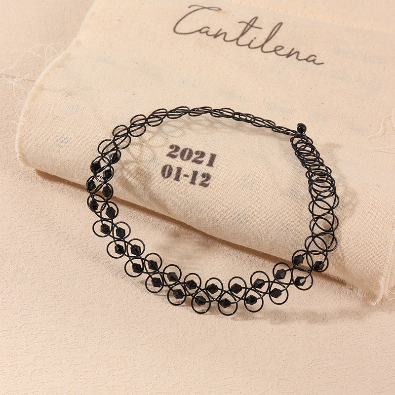 Pearl Fishing Line Tattoo Female Elastic Adjustable Hollow Clavicle Necklaces