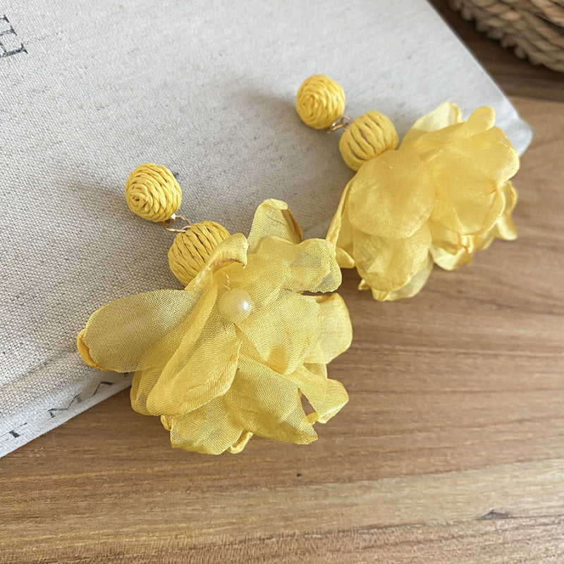 Women's Green Leaf Lily Yellow Series Tassel Light Luxury High-grade Sweet Rings