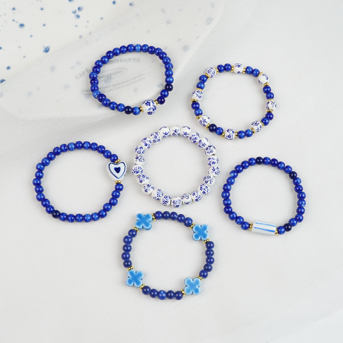 Blue White Porcelain Beaded Travel For Bracelets