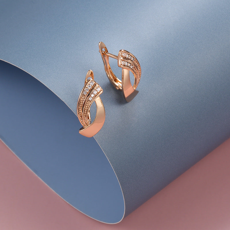 Elegant Zircon Female Rose Gold Geometric Rings