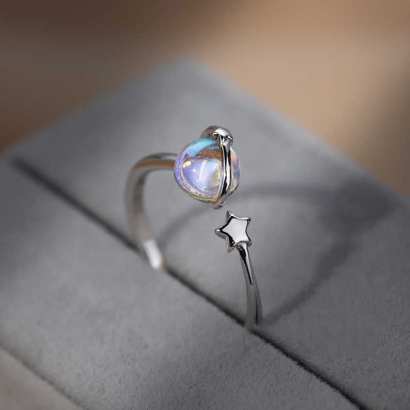 Women's Moonstone Planet For Niche Design Fashion Style Rings