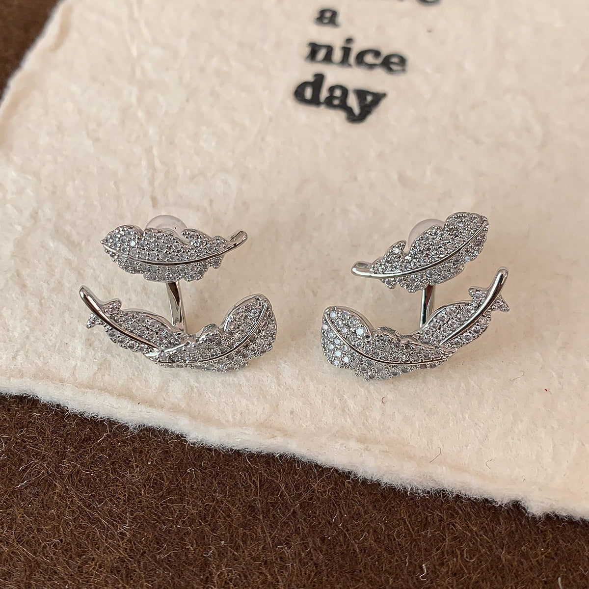 Women's Luxury Full Diamond Suspension Feather High-grade Entry Rings