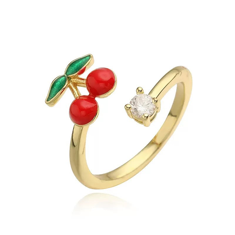 Sweet Colorful Drip Cherry Female Personalized Hip Hop Ring