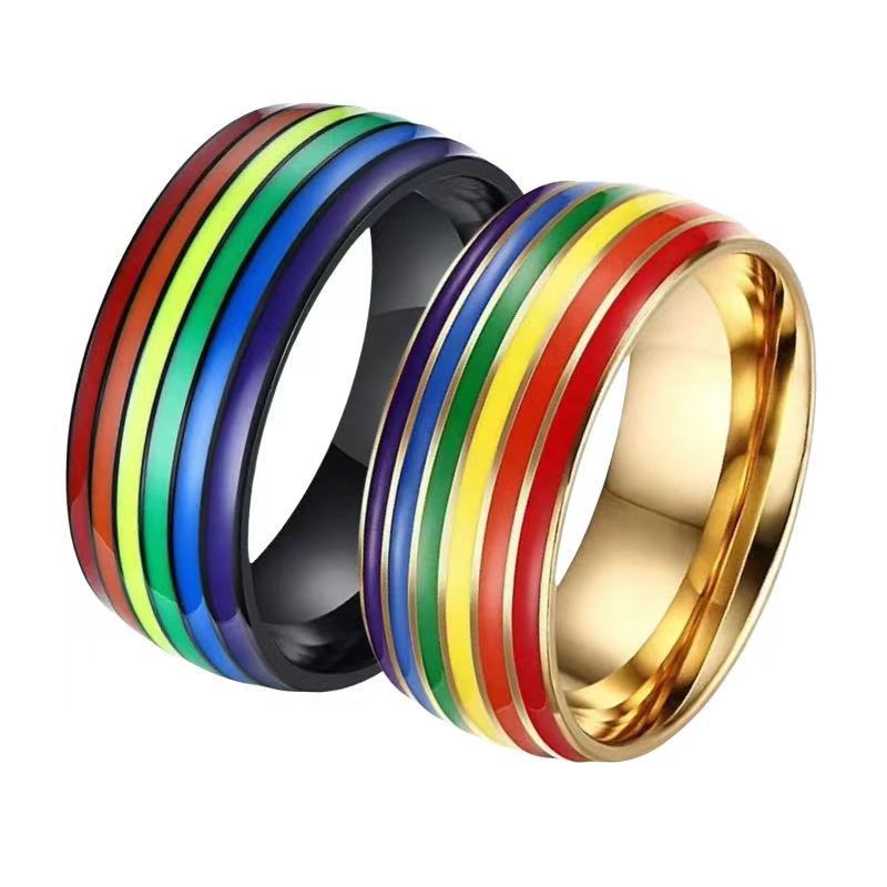 Steel Niche High-grade Light Luxury Stainless Rainbow Ring
