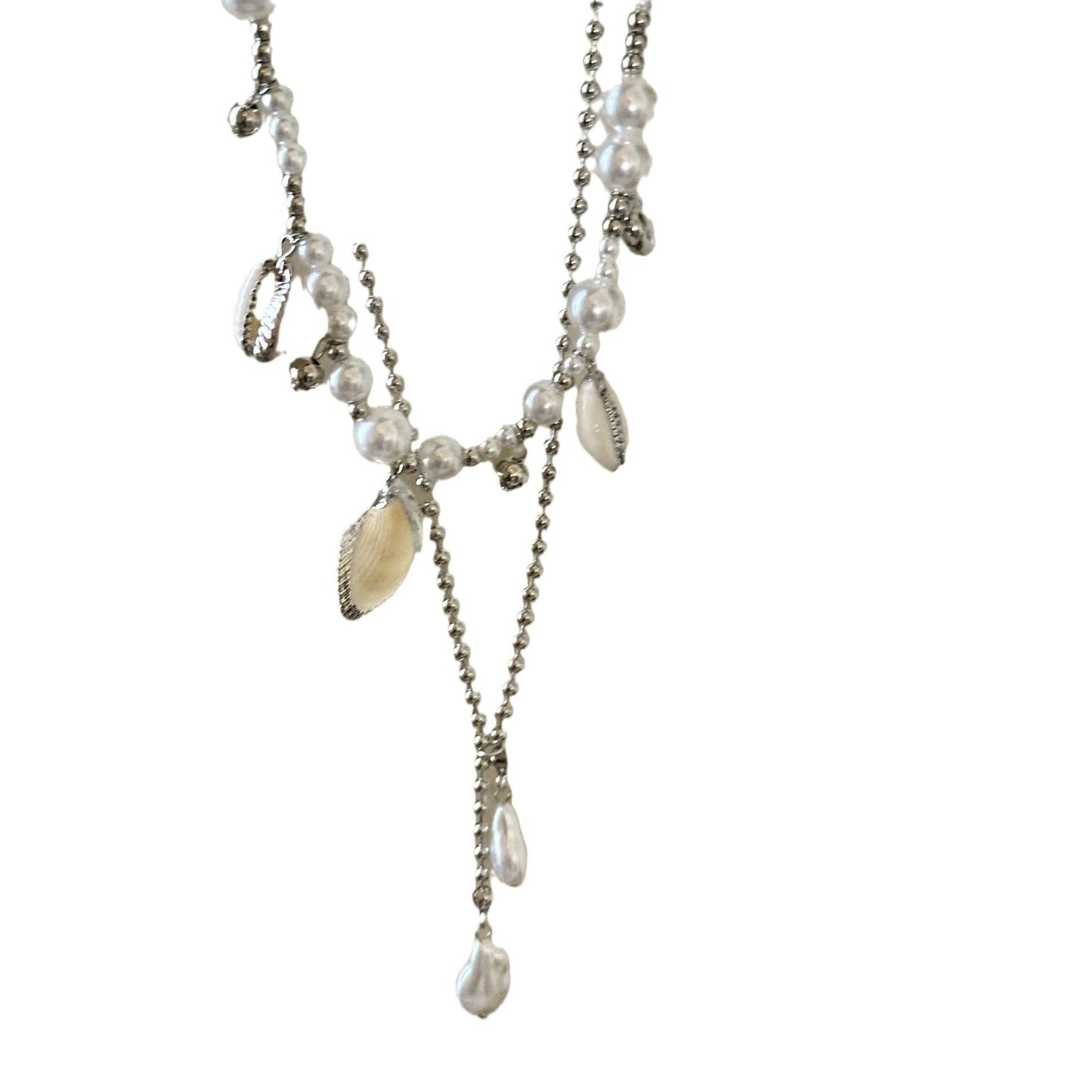 Shell Conch Pearl Double Layer Twin Graceful Fashionable Necklace
