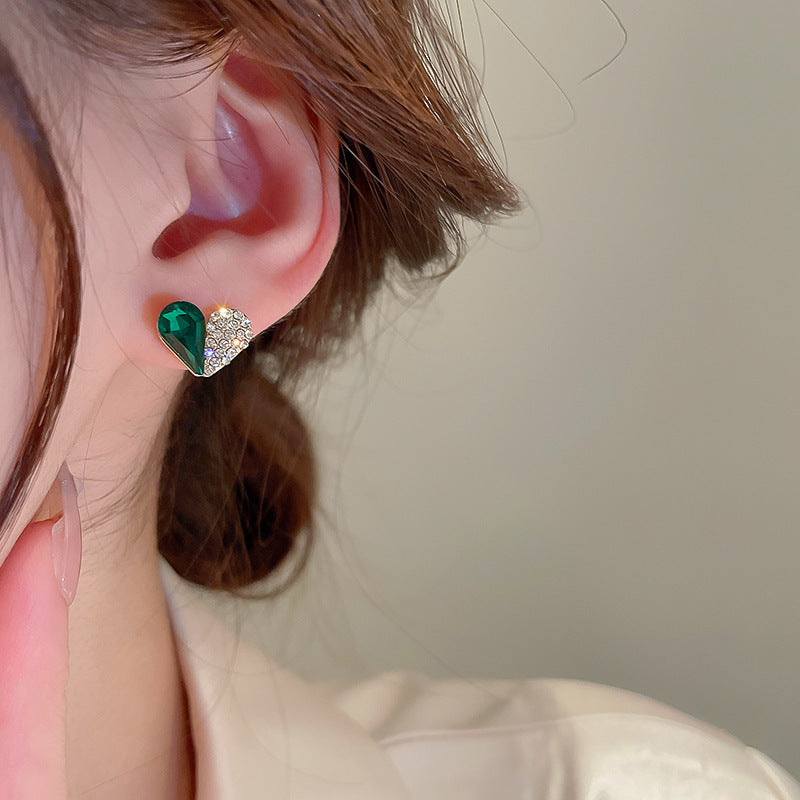 Needle Vintage Emerald Rhinestone Fashion Special Interest Light Earrings