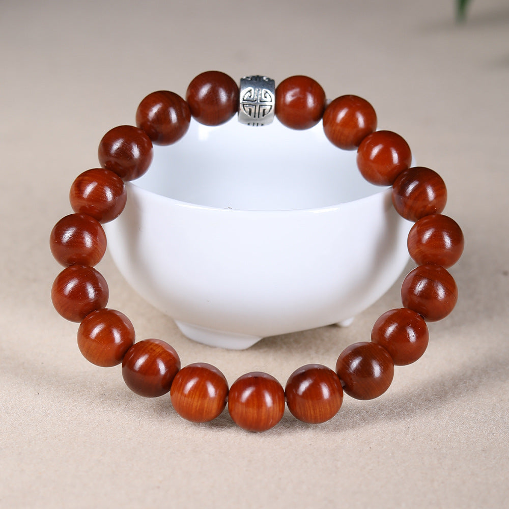 Women's & Men's Old Materials Thuja Red Oil Single Circle Buddha Beads Bracelets