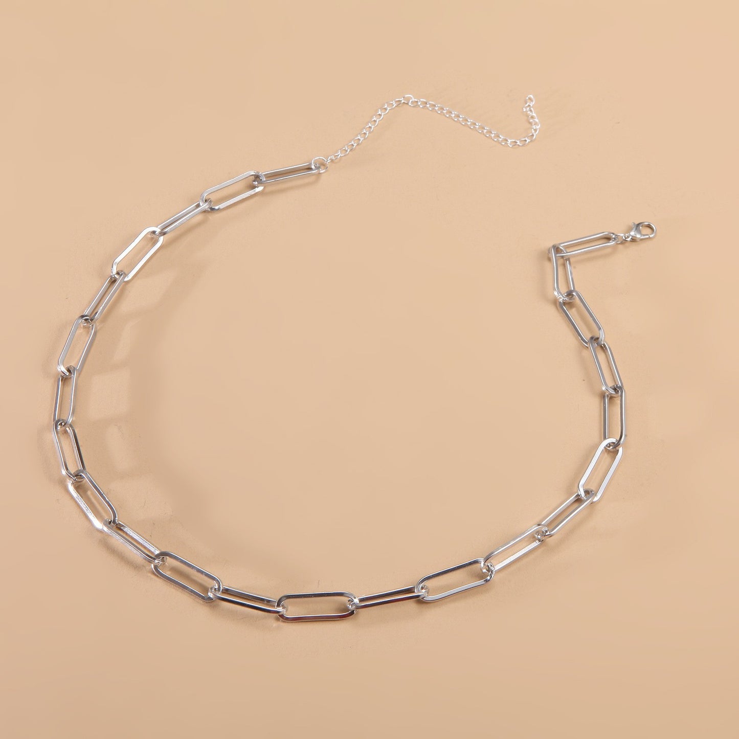 Simple Metal Geometry Rectangular Chain Clavicle Neck Necklaces