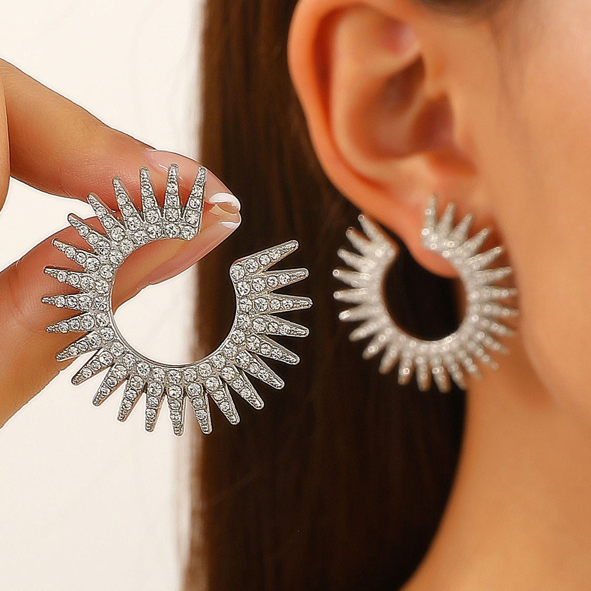 Fashion Exaggerated Sunflower Light Female Trend Party Earrings