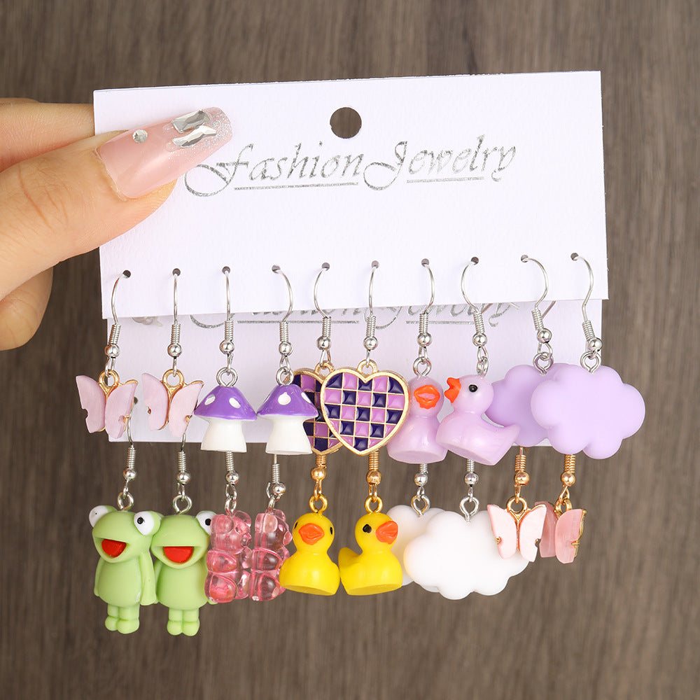 Children's Creative Mushroom Cloud Little Duck Drip Glazed Butterfly Pendants