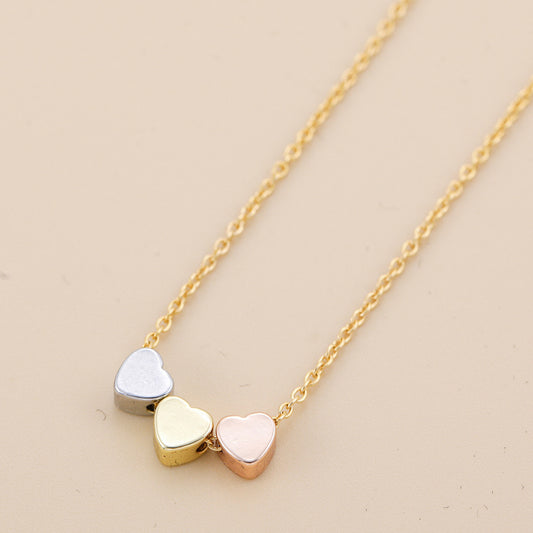 Gold Rose Sier Three-color Glossy Heart Stainless Steel Collar