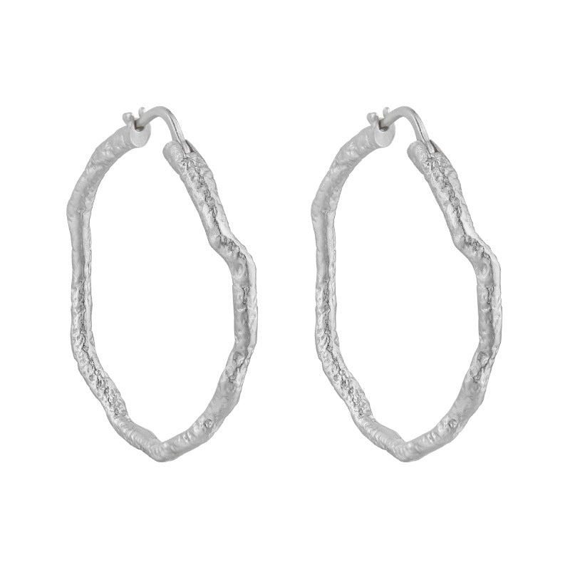 Women's Texture Cold Niche Geometric Circle Sterling Sier Ear Earrings