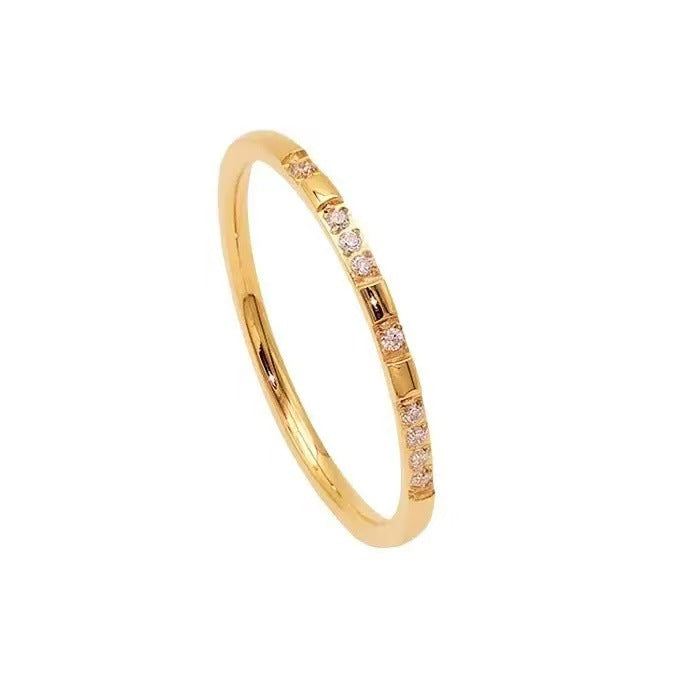 Rhinestone Zircon Couple Titanium Steel Design Ring