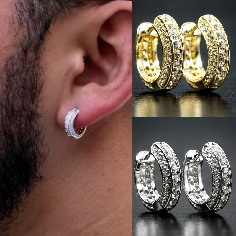 Women's & Men's Shiny Square Crystal Zircon Hoop Suitable For Party Earrings