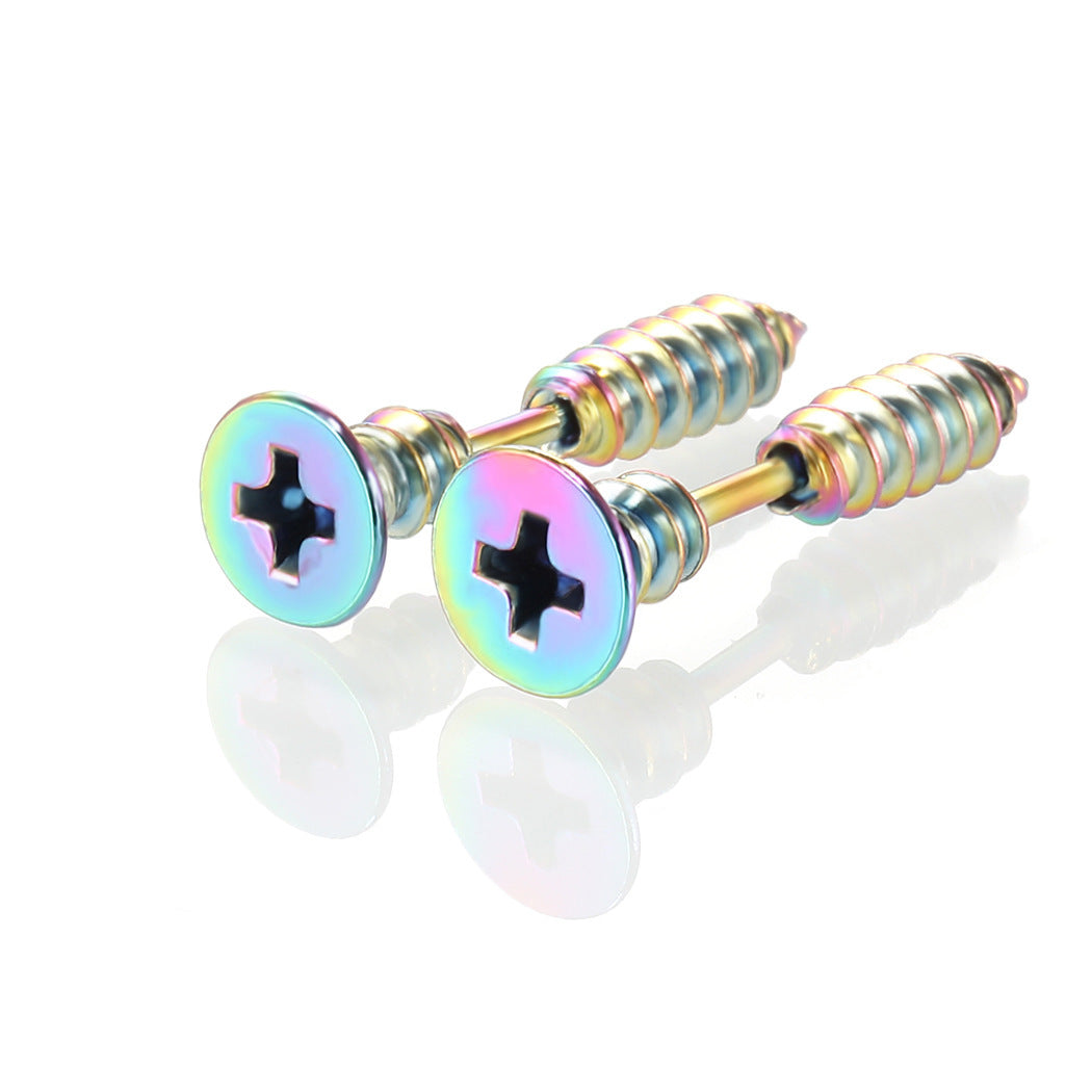 Screw Personality Double-sided Front Rear Ear Clip Same Stud Earrings